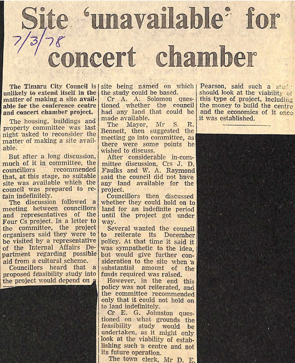 Site 'unavailable' for concert chamber