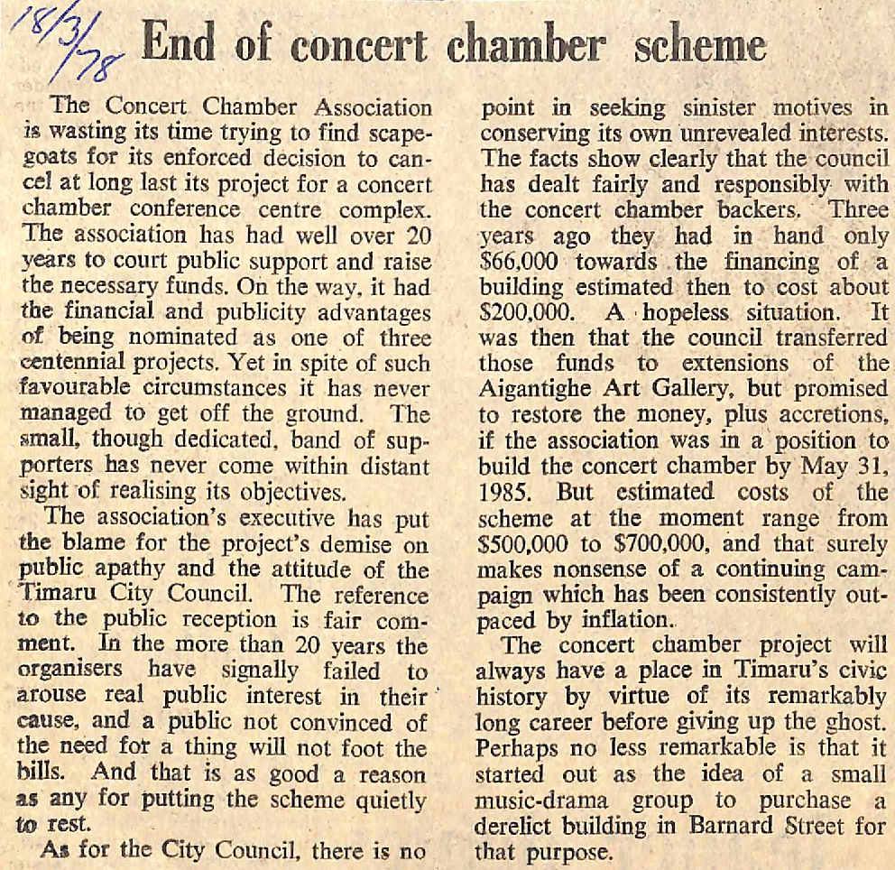 Editorial: End of concert chamber scheme