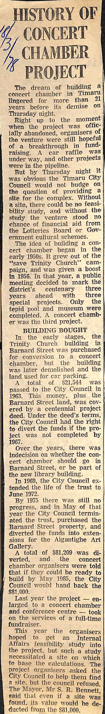 History of Concert Chamber Project