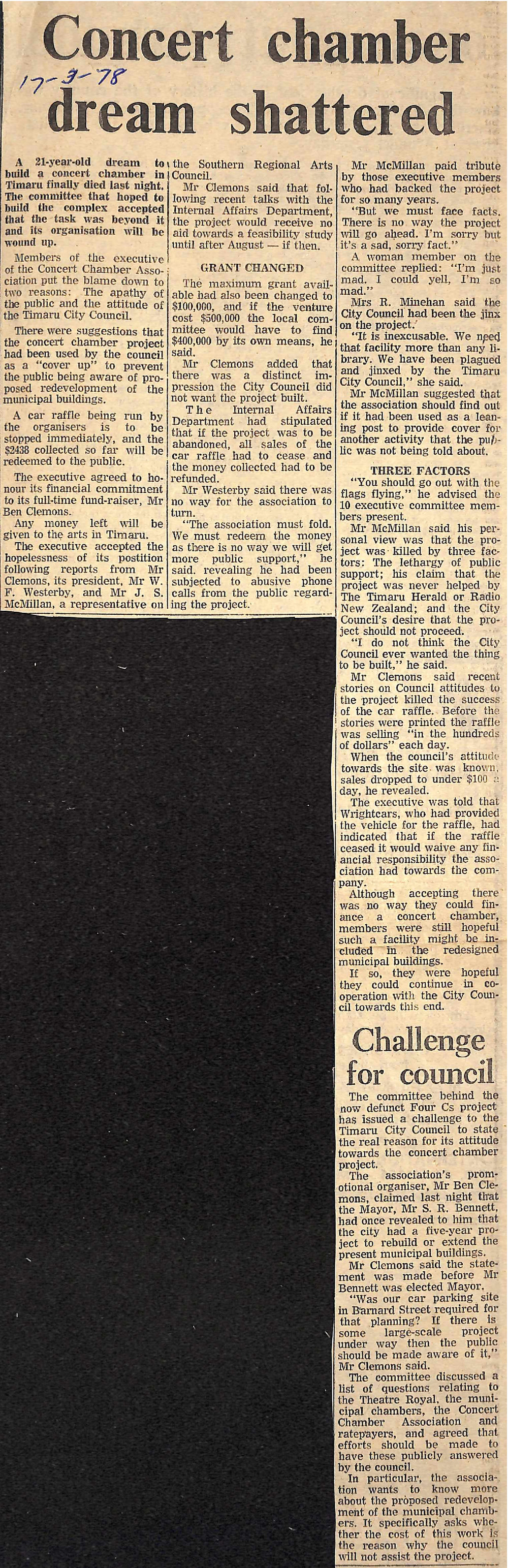 Concert chamber dream shattered