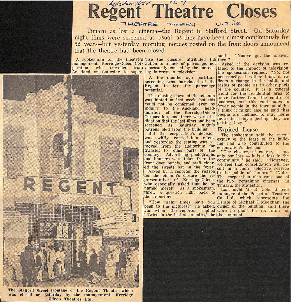 Regent Theatre Closes