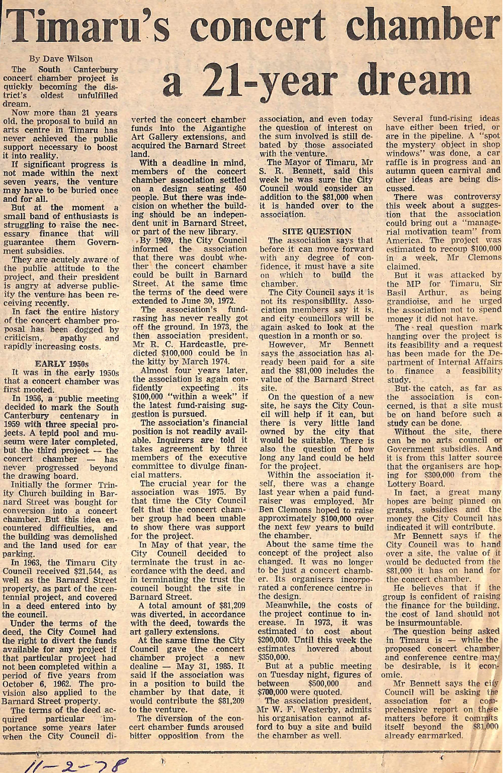 Timaru's concert chamber a 21-year dream