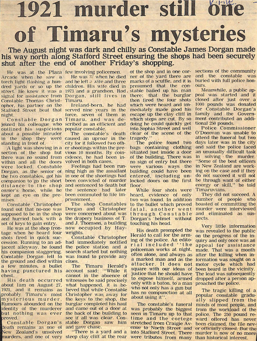 1921 murder still one of Timaru's mysteries