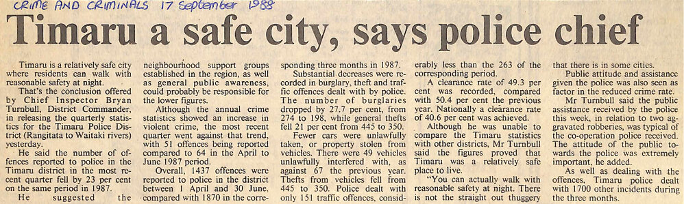 Timaru a safe city, says police chief