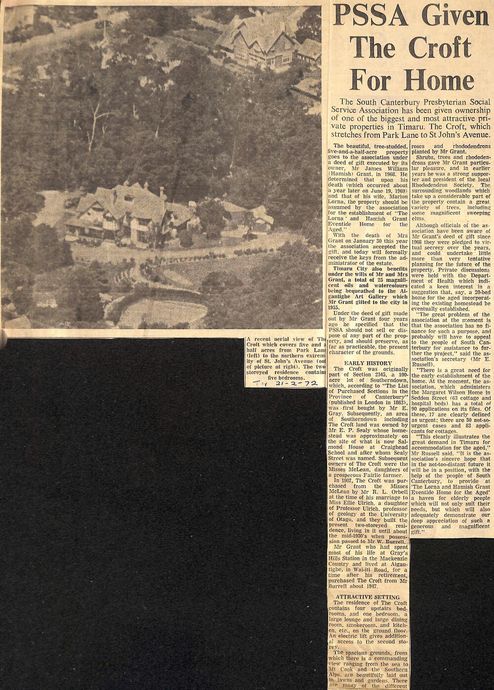 PSSA Given The Croft For Home