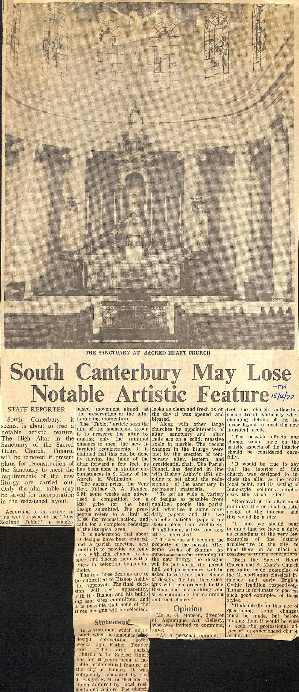 South Canterbury May Lose Notable Artistic Feature