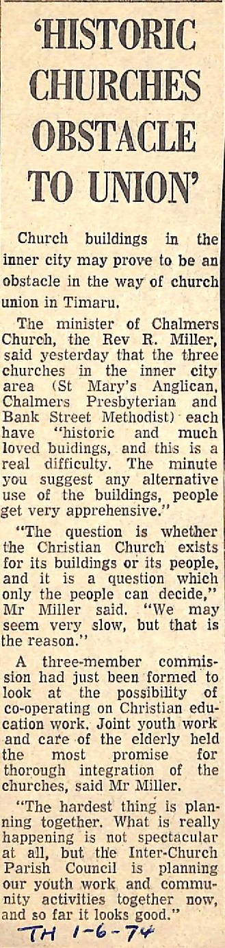  'Historic Churches Obstacle To Union'