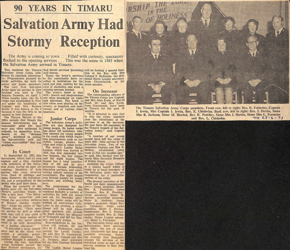 90 Years In Timaru: Salvation Army Had Stormy Reception