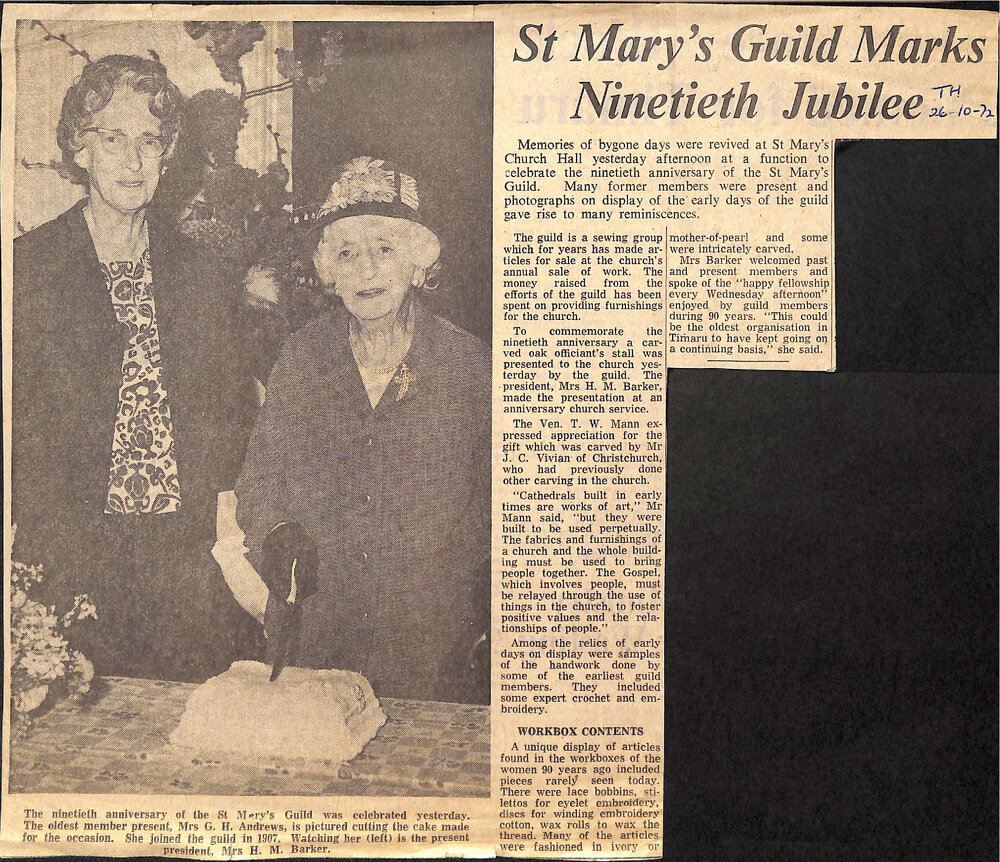 St Mary's Guild Marks Ninetieth Jubilee