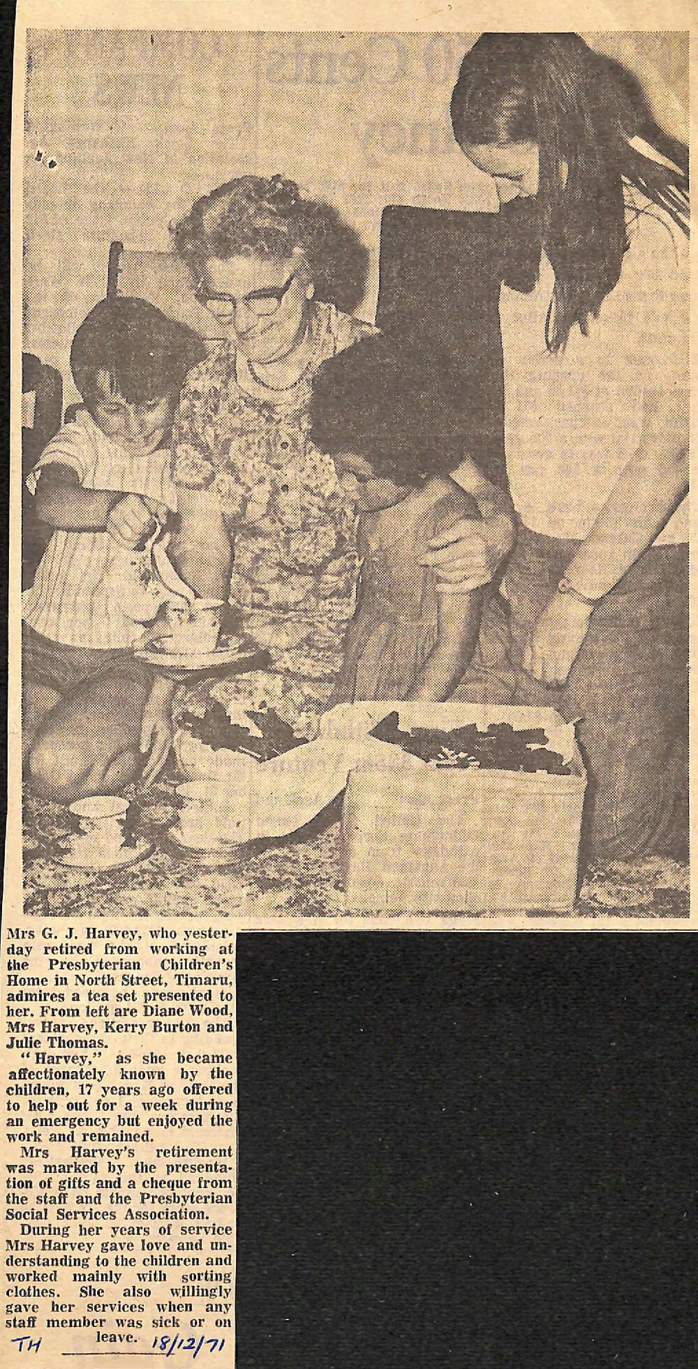 Mrs Harvey retires from the Presbyterian Children's Home