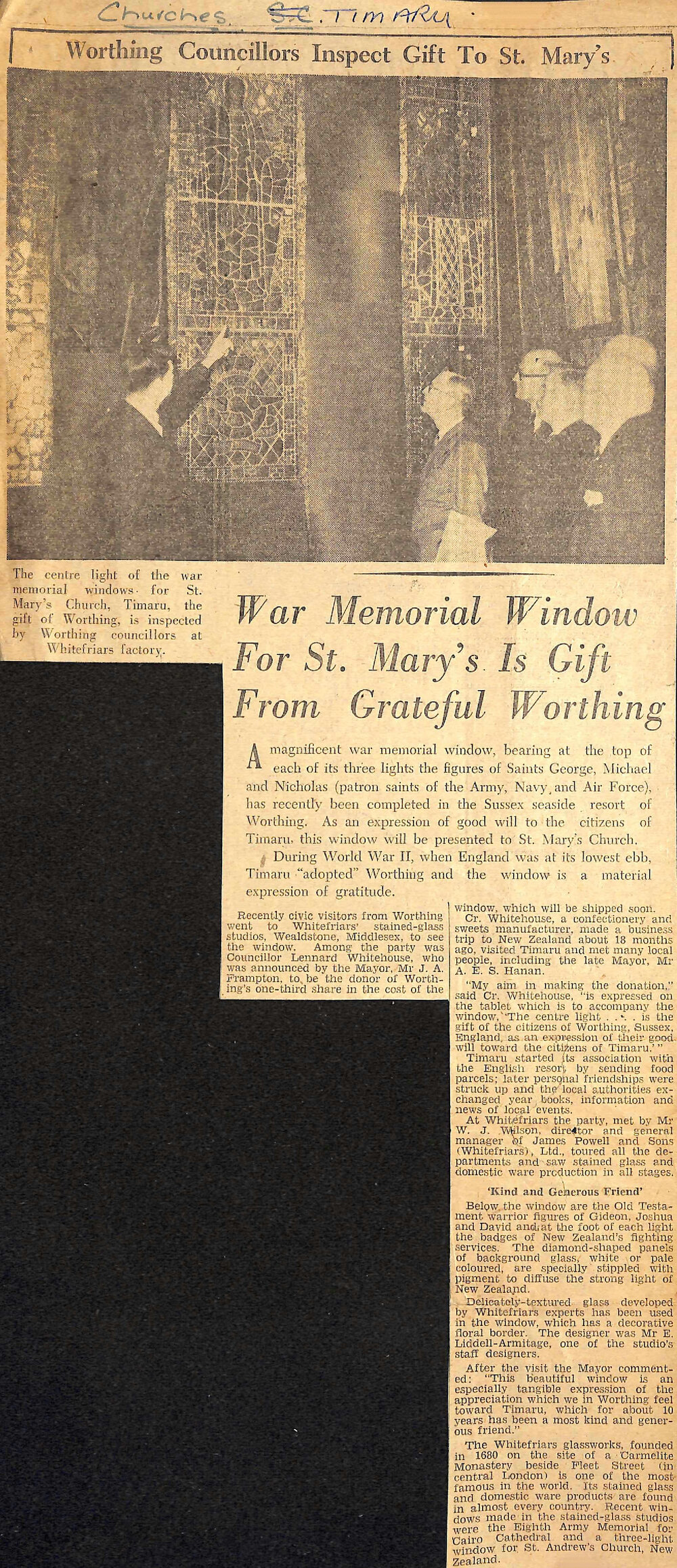 War Memorial Window For St Mary's Is Gift From Grateful Worthing