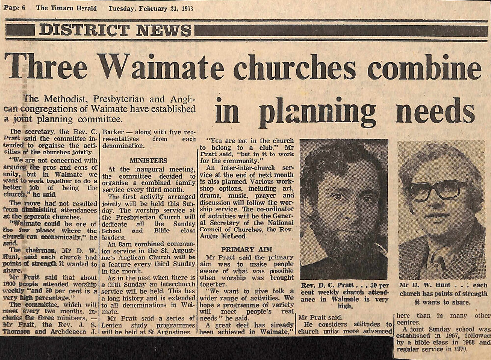 Three Waimate churches combine in planning needs