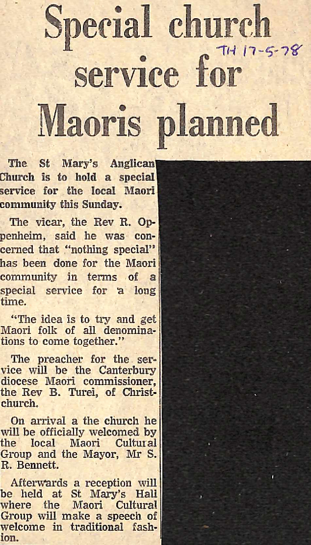 Special church service for Maoris planned