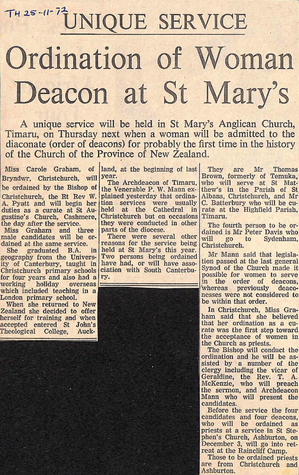 Unique Service- Ordination of Woman Deacon at St Mary's