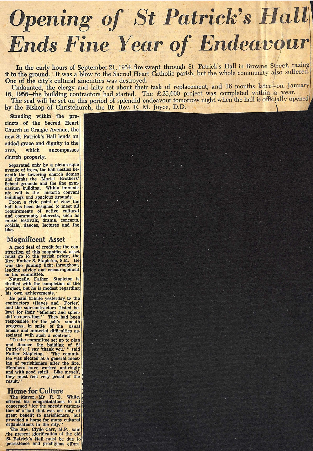 Opening of St Patrick's Hall Ends Fine Year of Endeavour