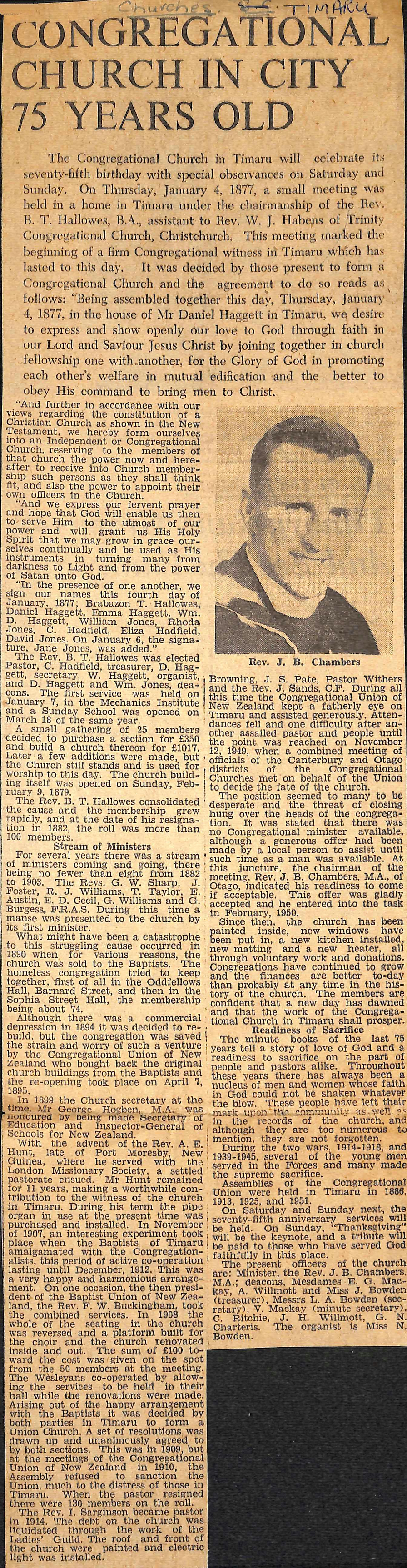 Congregational Church in City 75 years Old