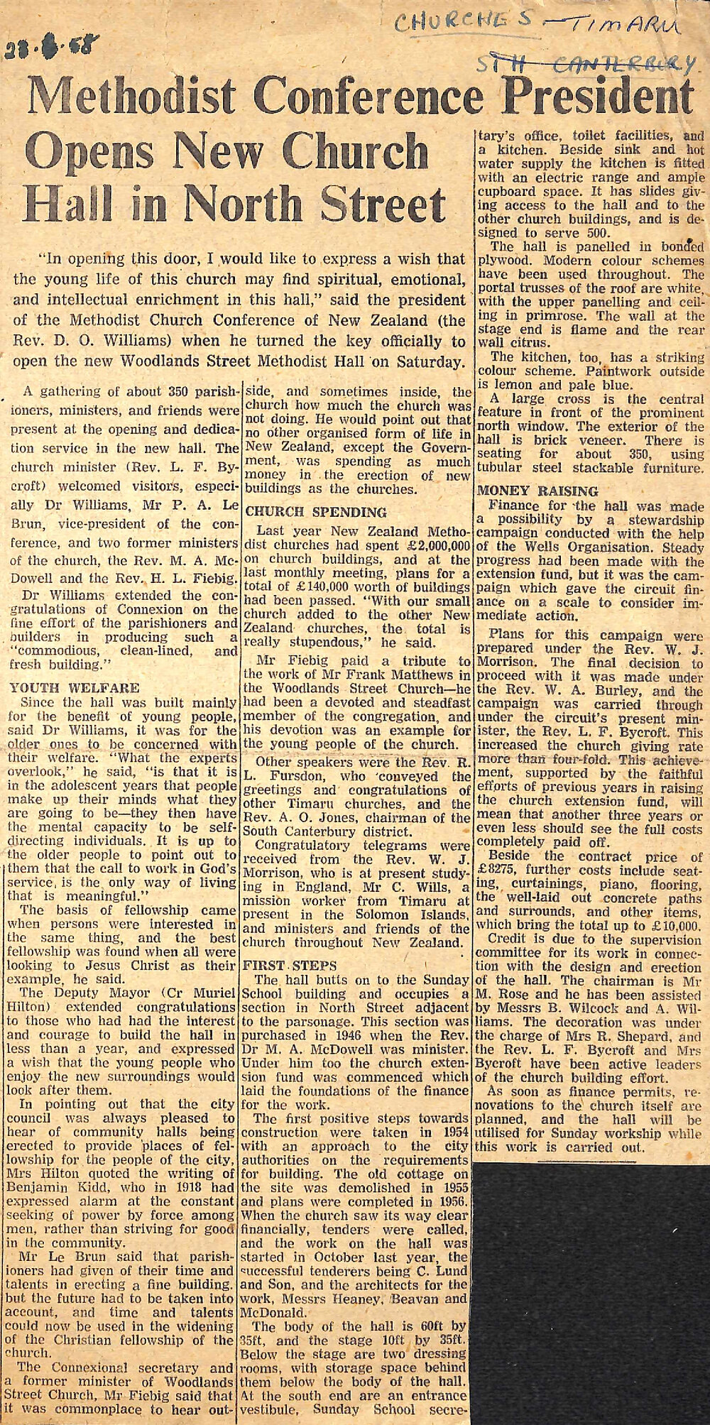 Methodist Conference President Opens New Church Hall in North street