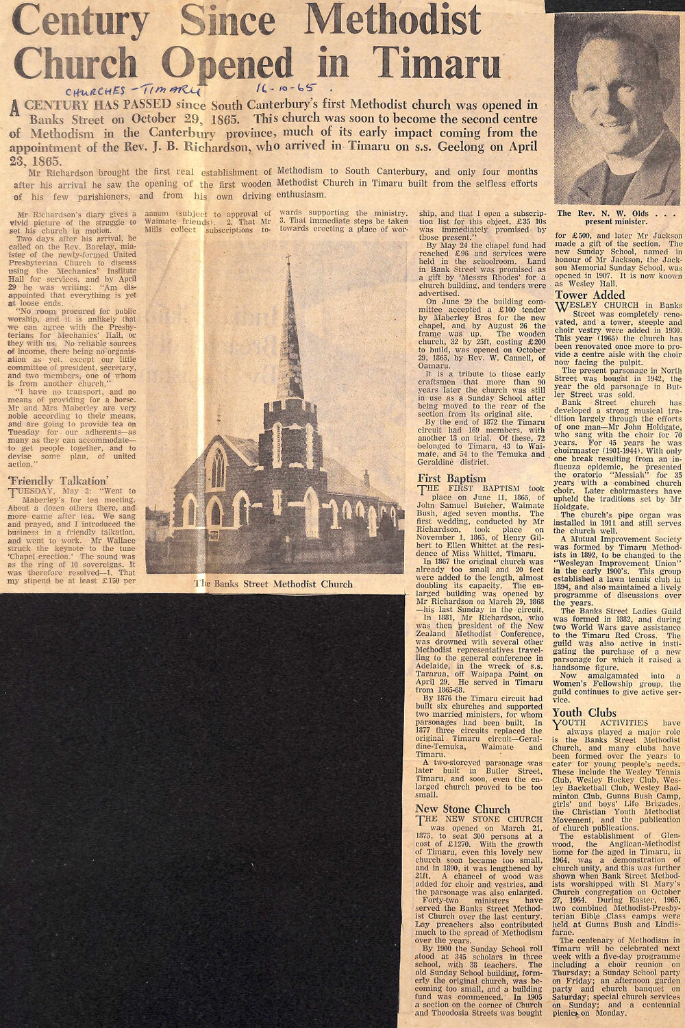 Century Since Methodist Church Opened in Timaru