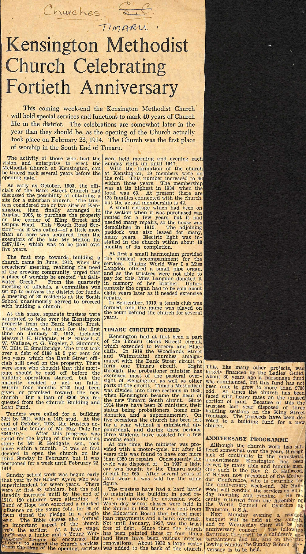 Kensington Methodist Church Celebrating Fortieth Anniversary