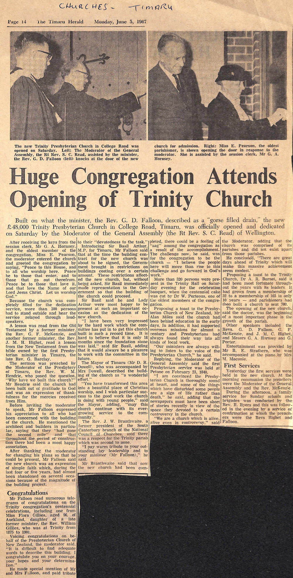 Huge Congregation Attends Opening of Trinity Church