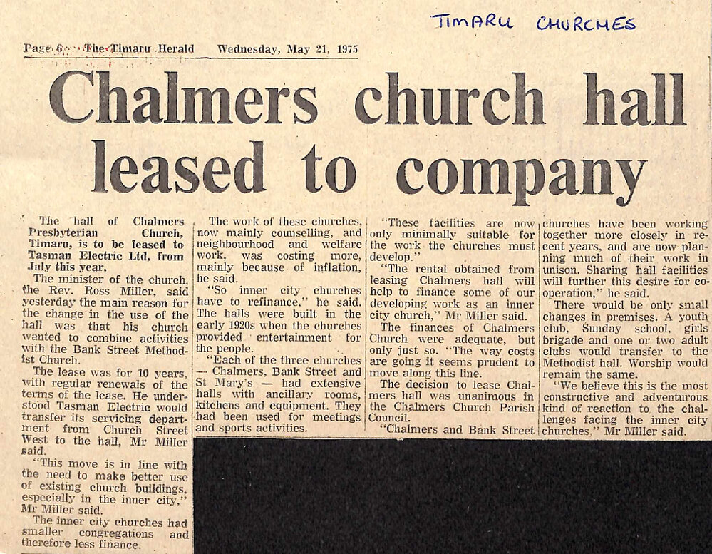 Chalmers church hall leased to company