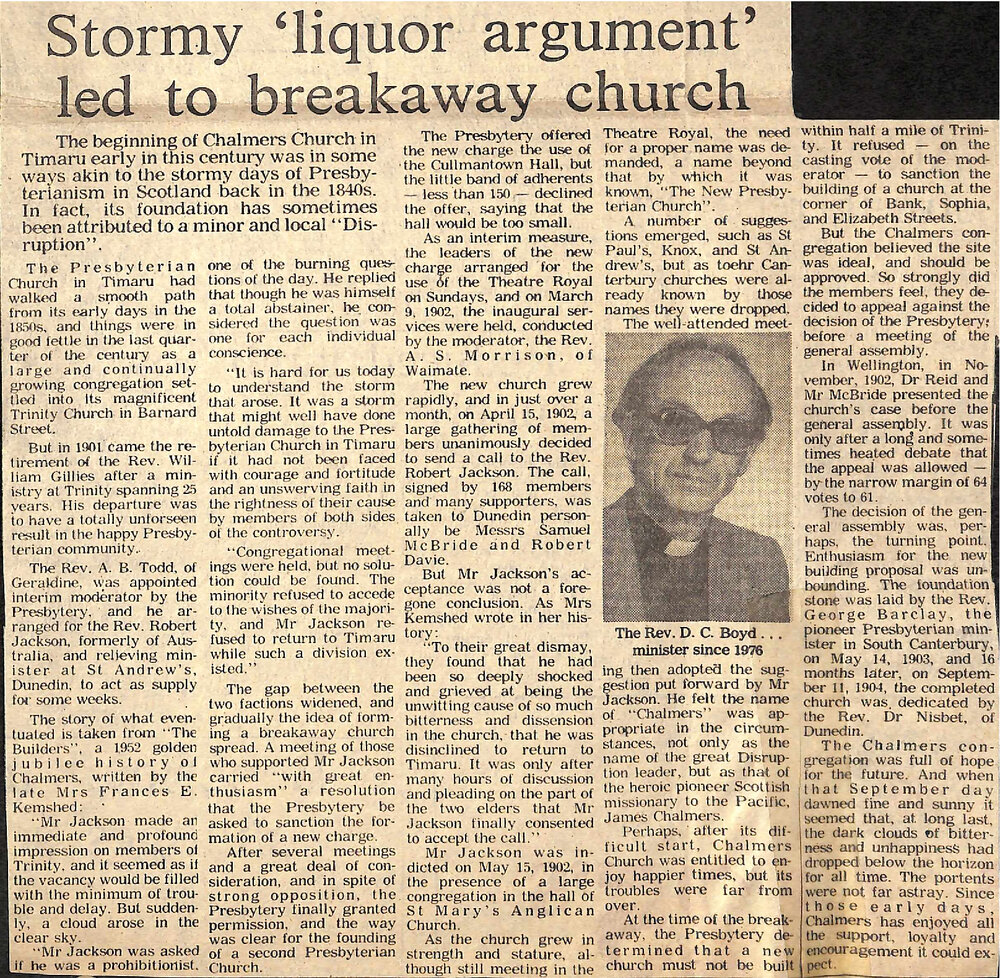 Stormy 'liquor argument' led to breakaway church