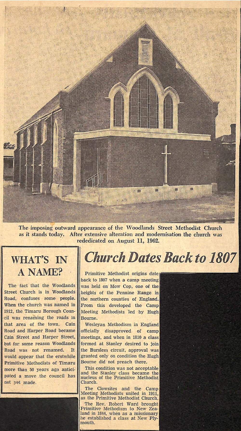 What's in a Name? / Church Dates Back to 1807