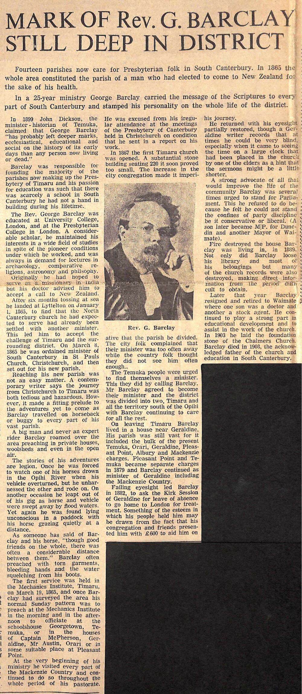 Mark of Rev G Barclay Still Deep In District