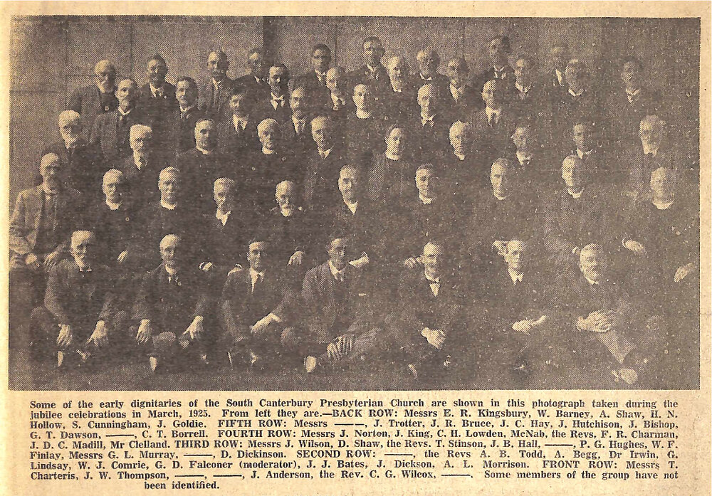 Early dignatories of the early South Canterbury Presbyterian Church