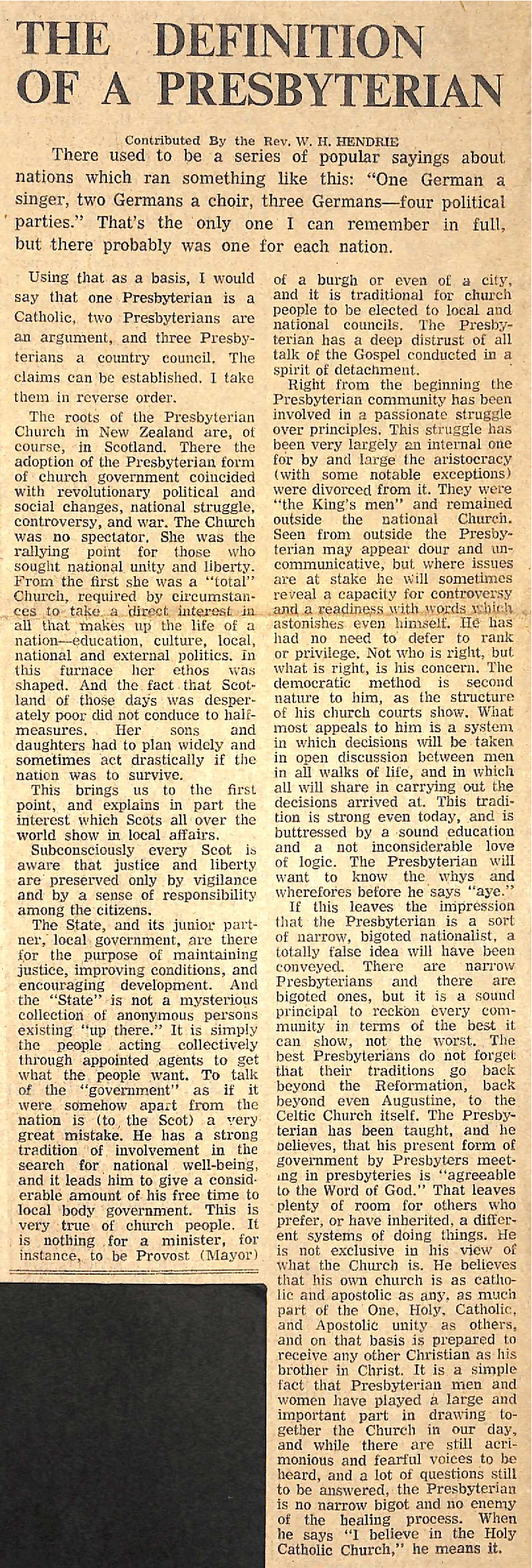 The Definition of a Presbyterian