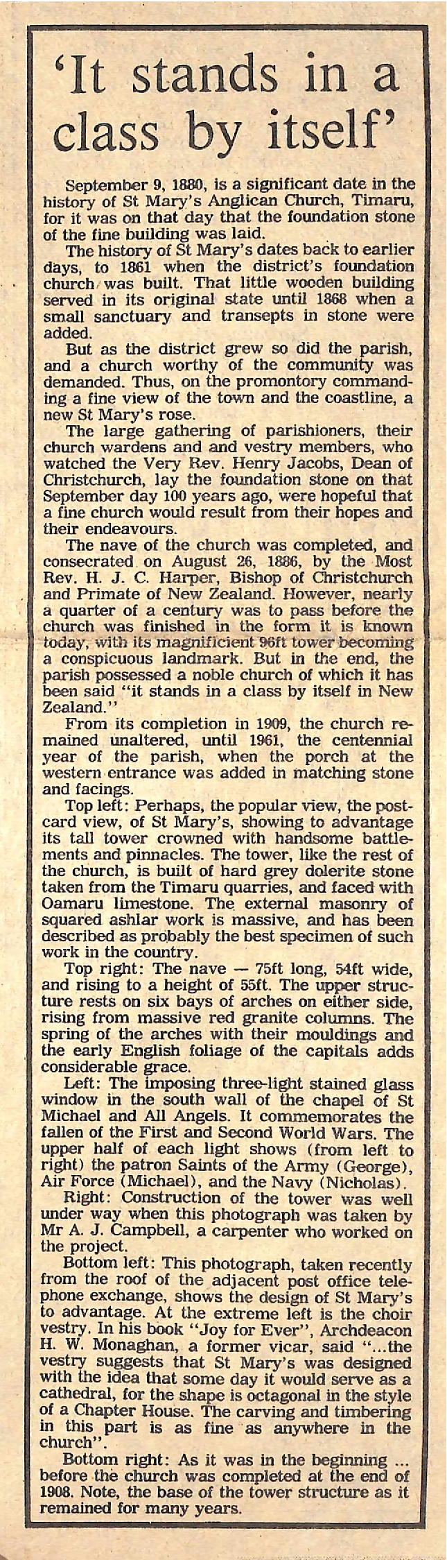 St Mary's Church built 100 years ago / 'It stands in a class by itself'