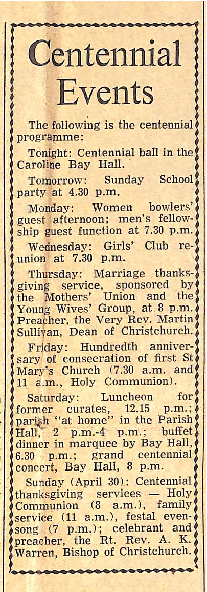 St Mary's 100 Years Old- Centennial Events