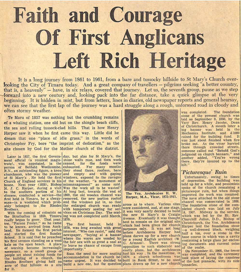 St Mary's 100 Years Old- Faith and Courage Of First Anglicans Left Rich Heritage