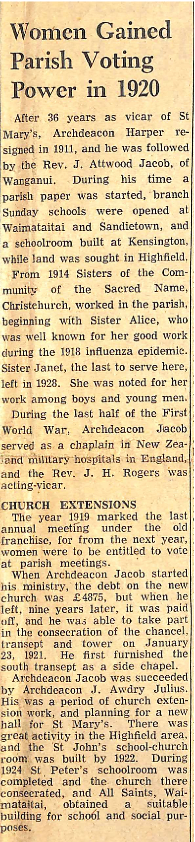 Women Gained Parish Voting Power in 1920