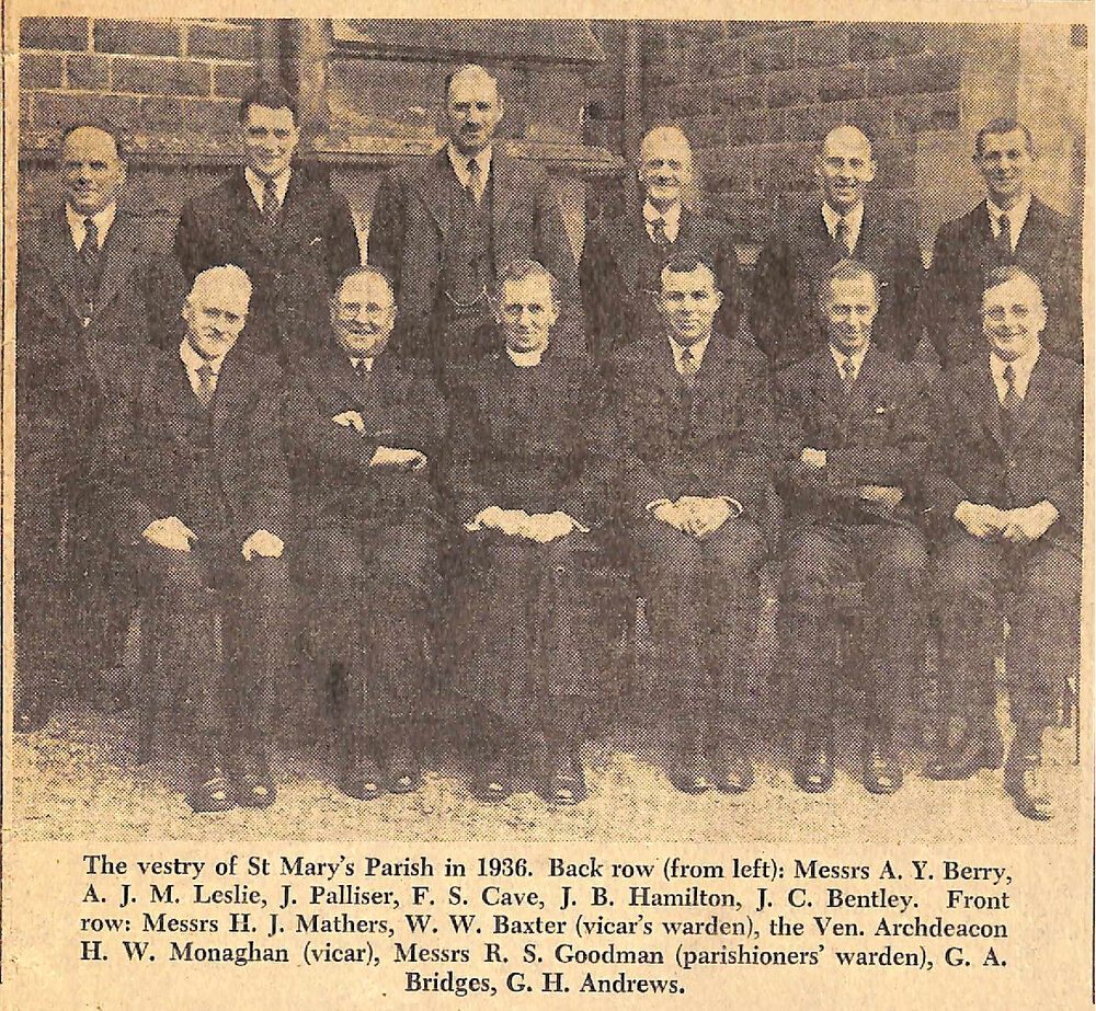 The vestry of St Mary's Parish in 1936