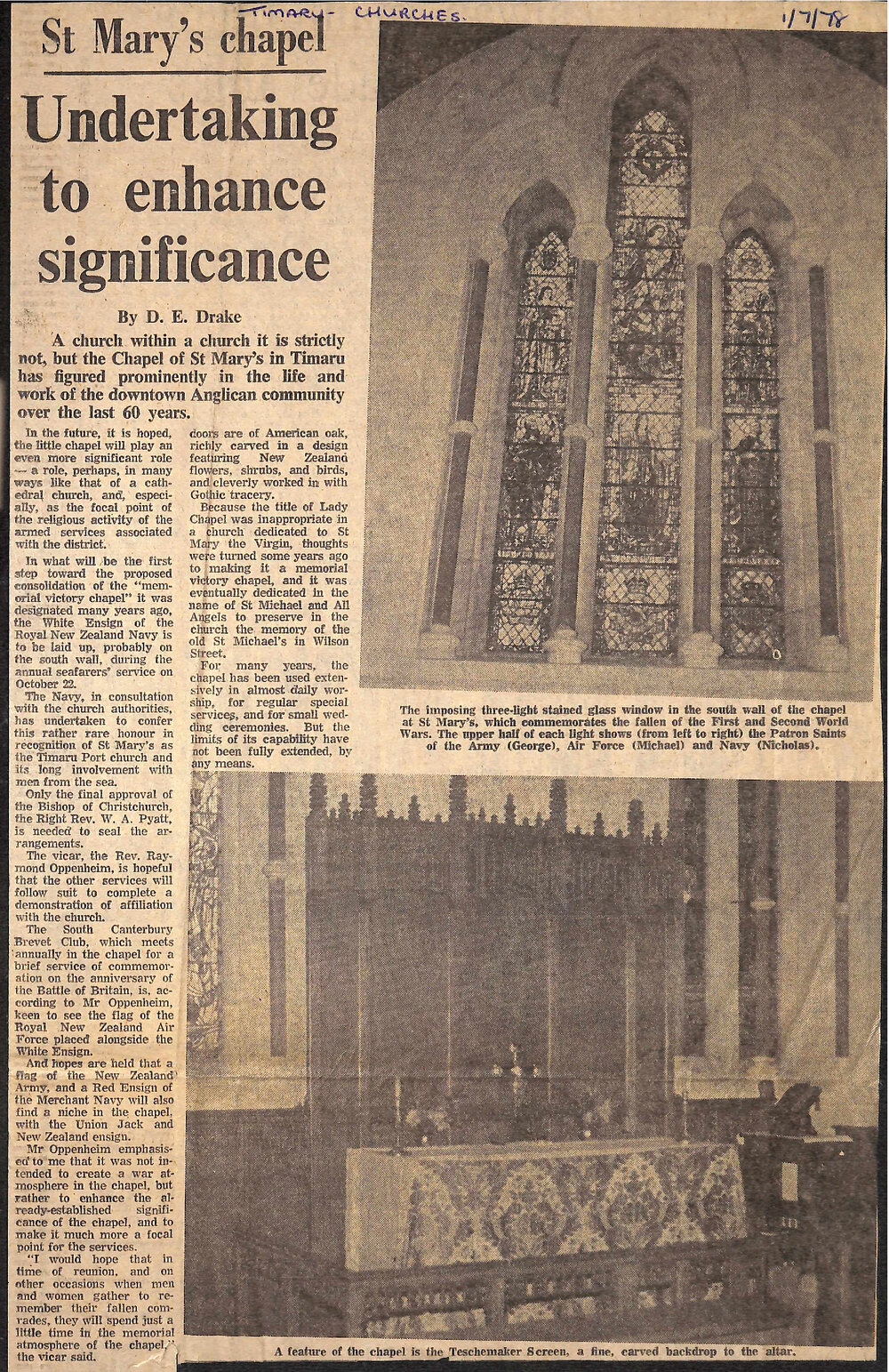 St Mary's chapel: Undertaking to enhance significance