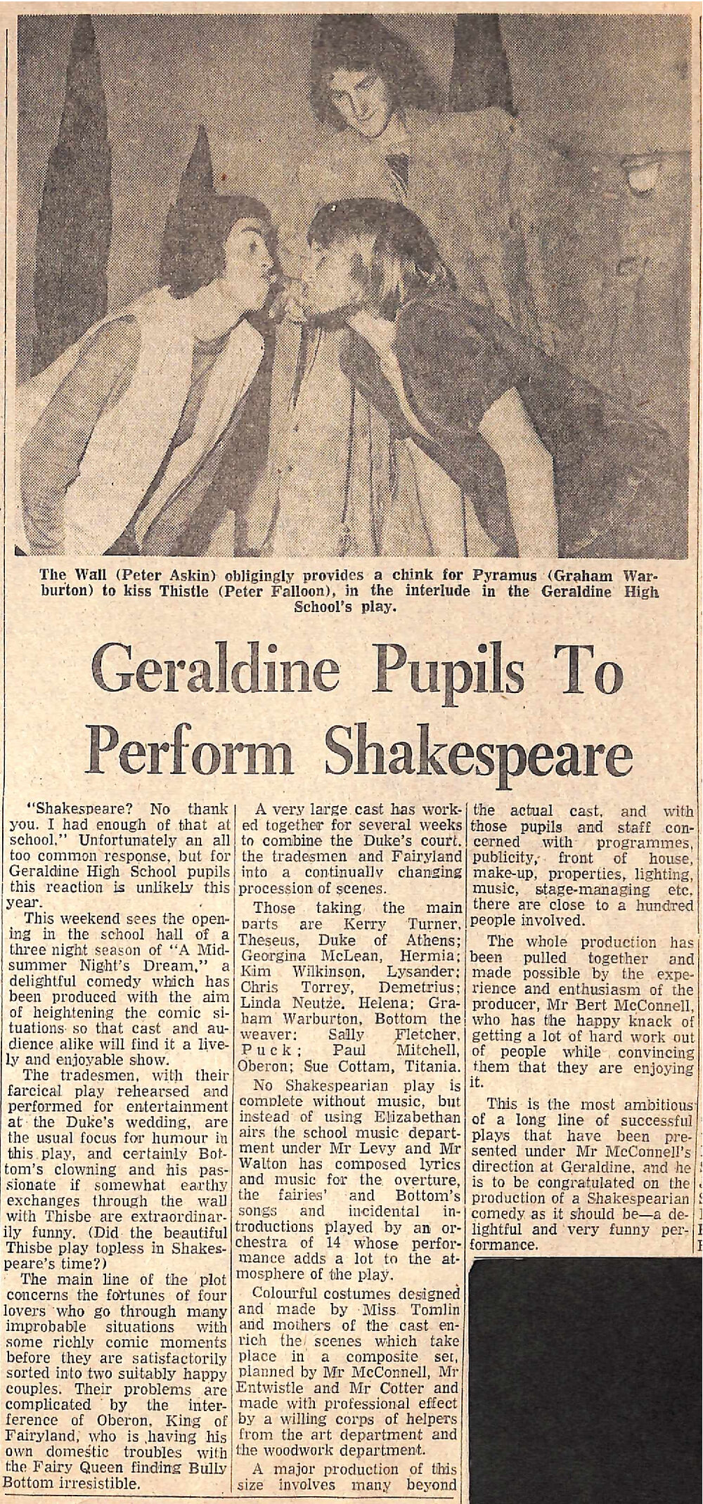 Geraldine Pupils To Perform Shakespeare