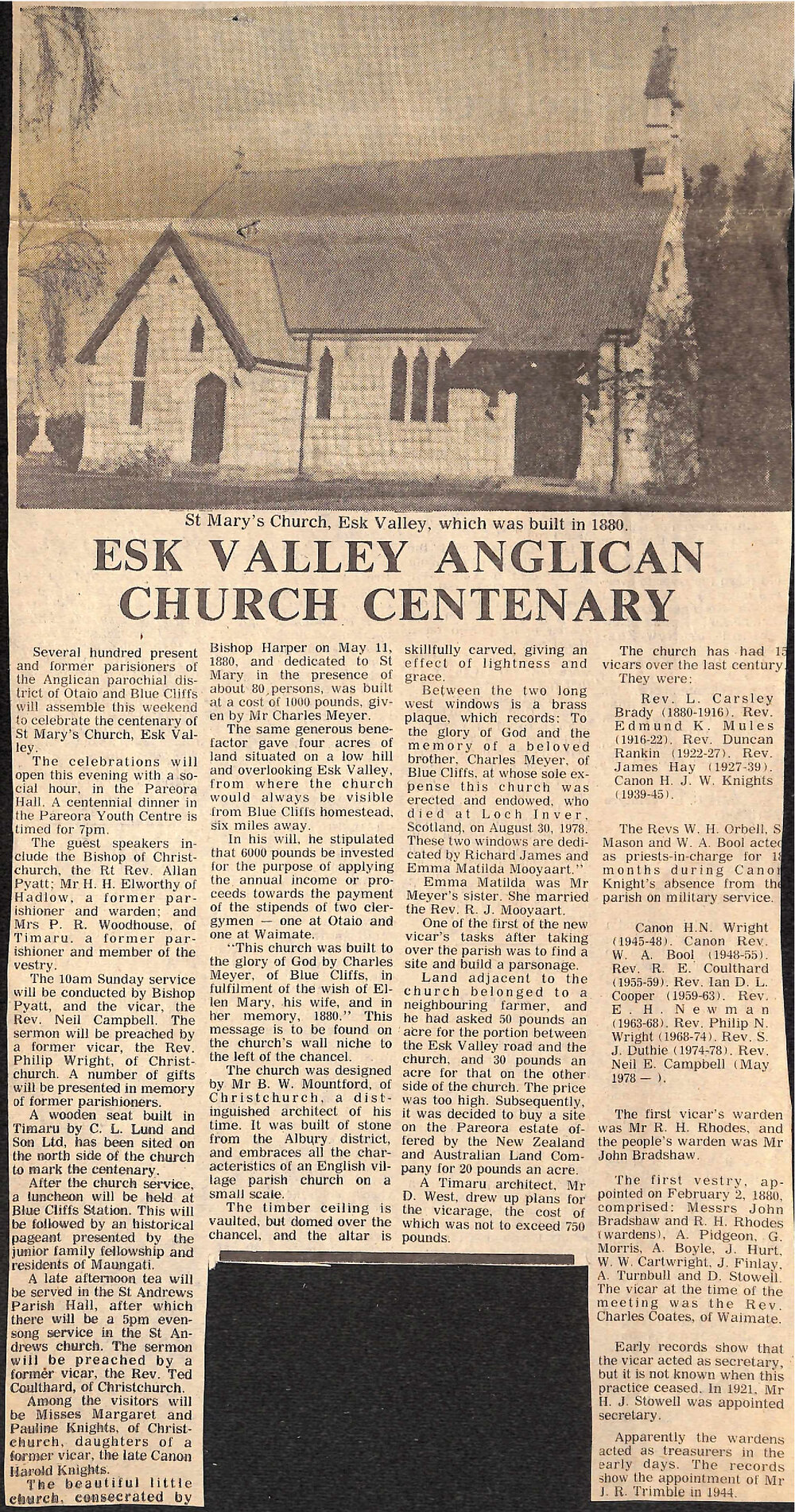 Esk Valley Anglican Church Centenary