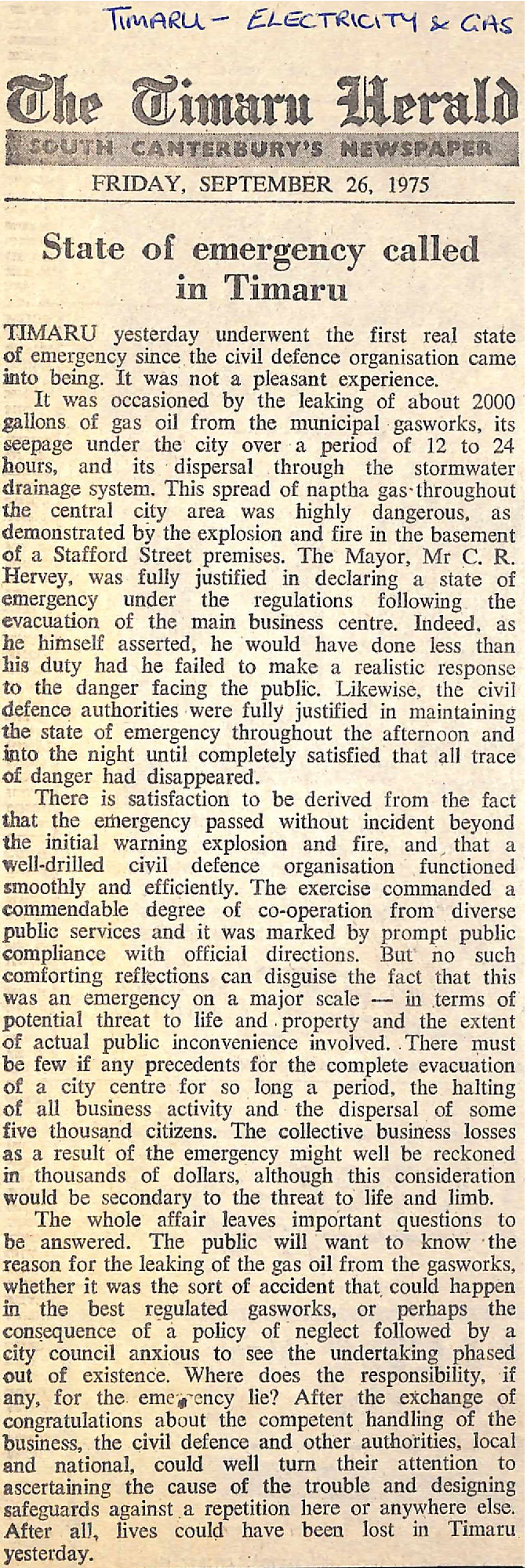 Editorial: State of emergency called in Timaru