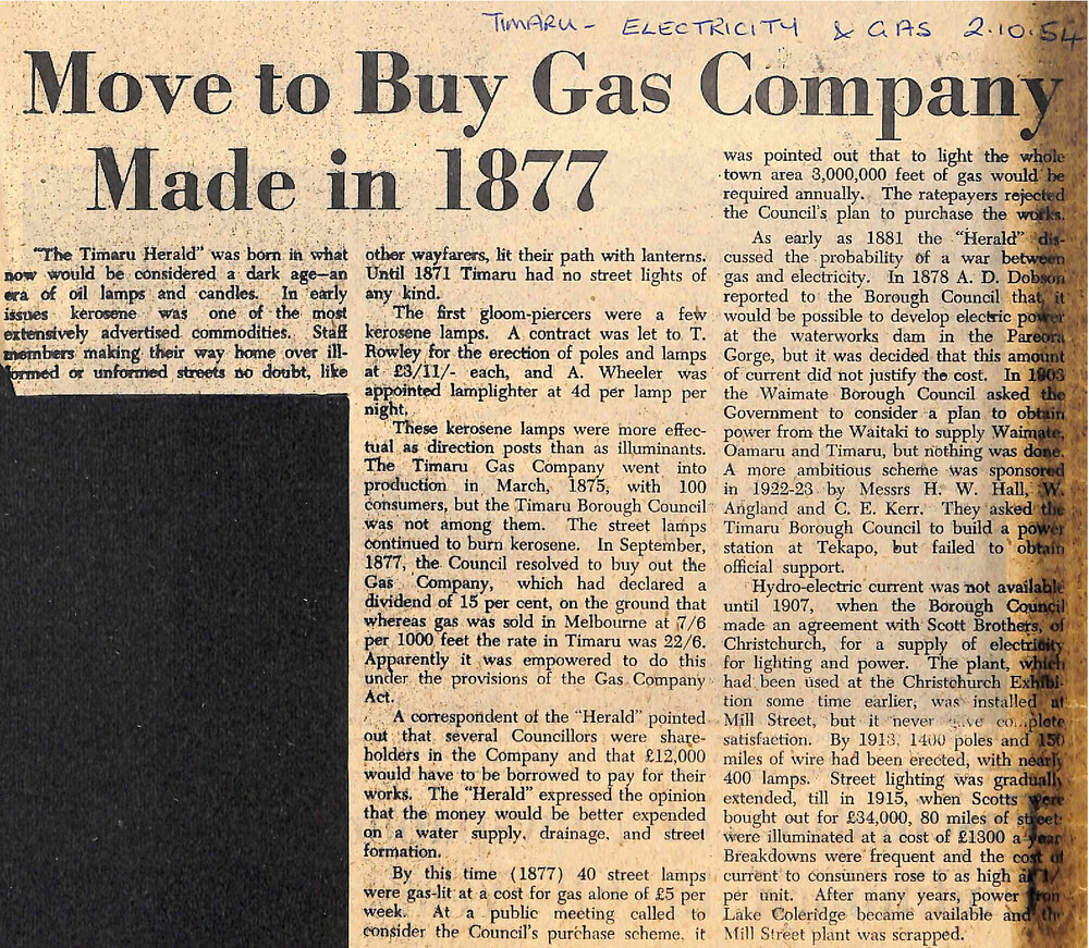Move to Buy Gas Company Made in 1877