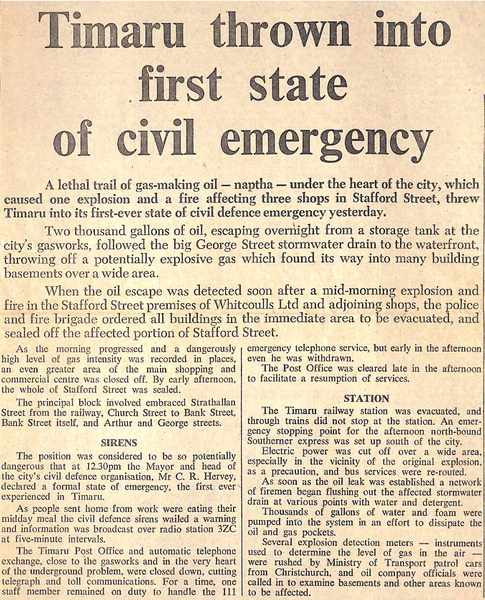 Timaru thrown into first state of civil emergency