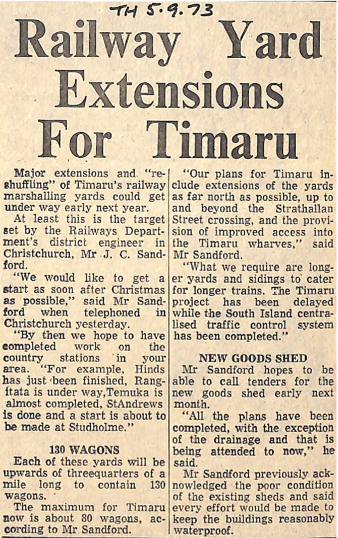 Railway Yard Extensions For Timaru