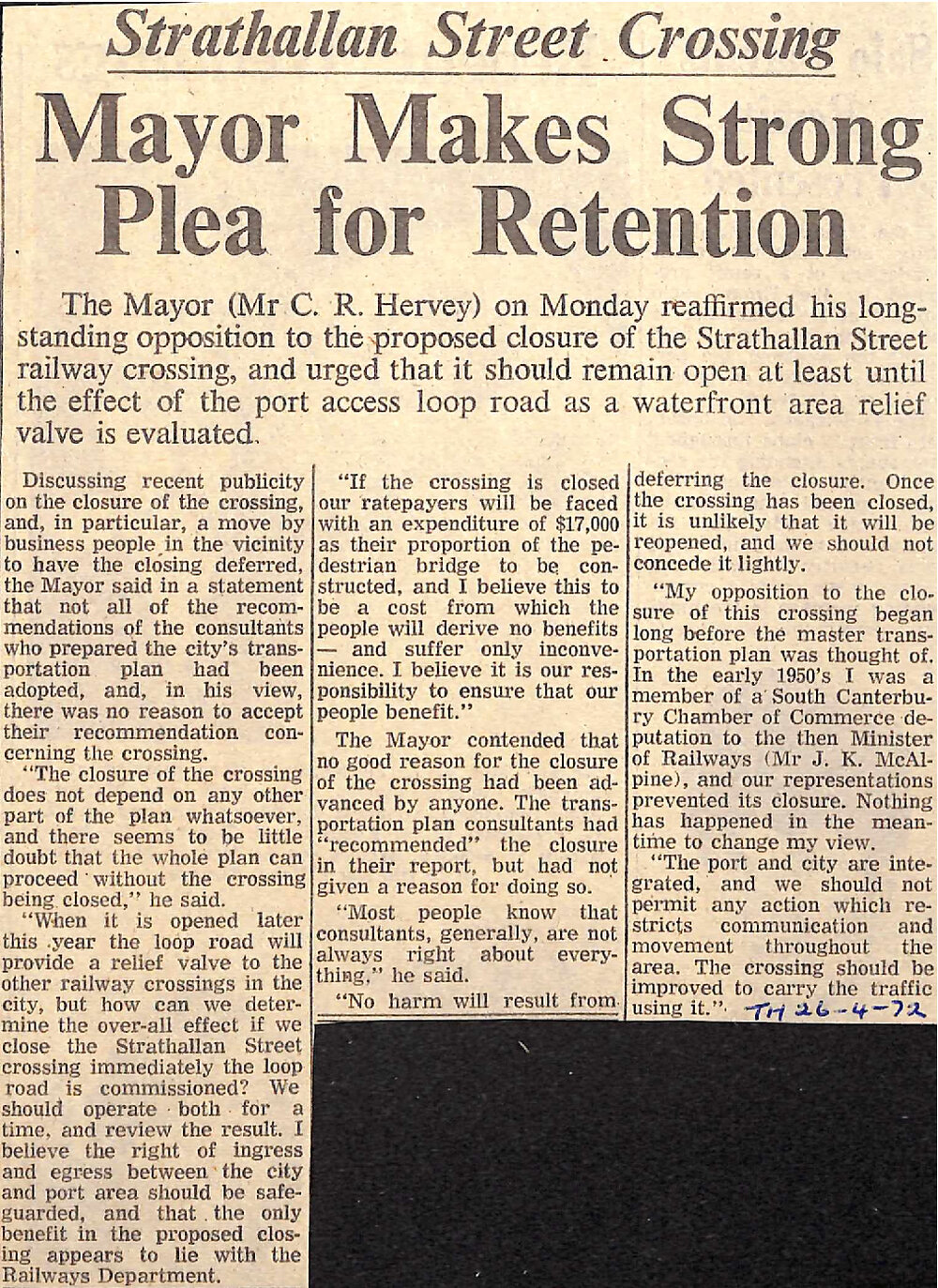 Strathallan Street Crossing: Mayor Makes Strong Plans for Retention