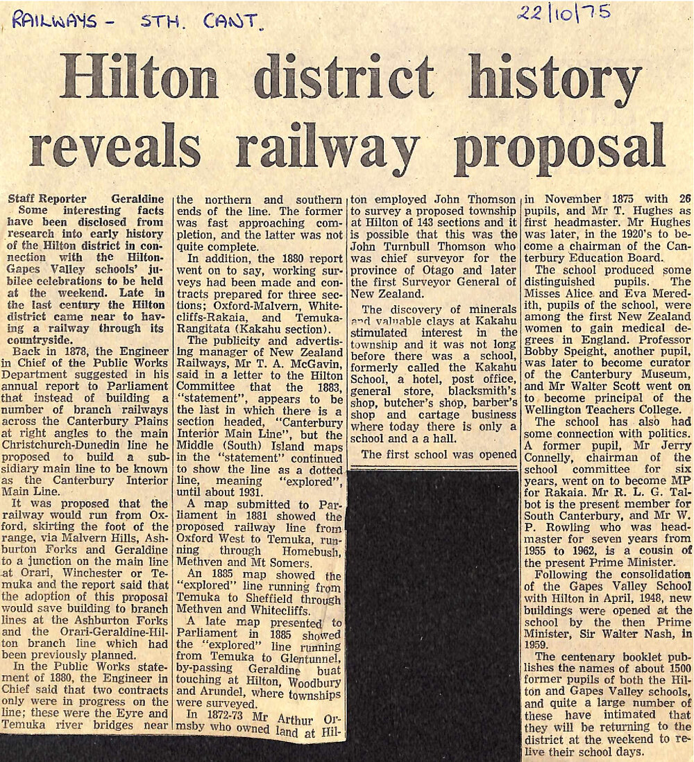 Hilton district history reveals railway proposal