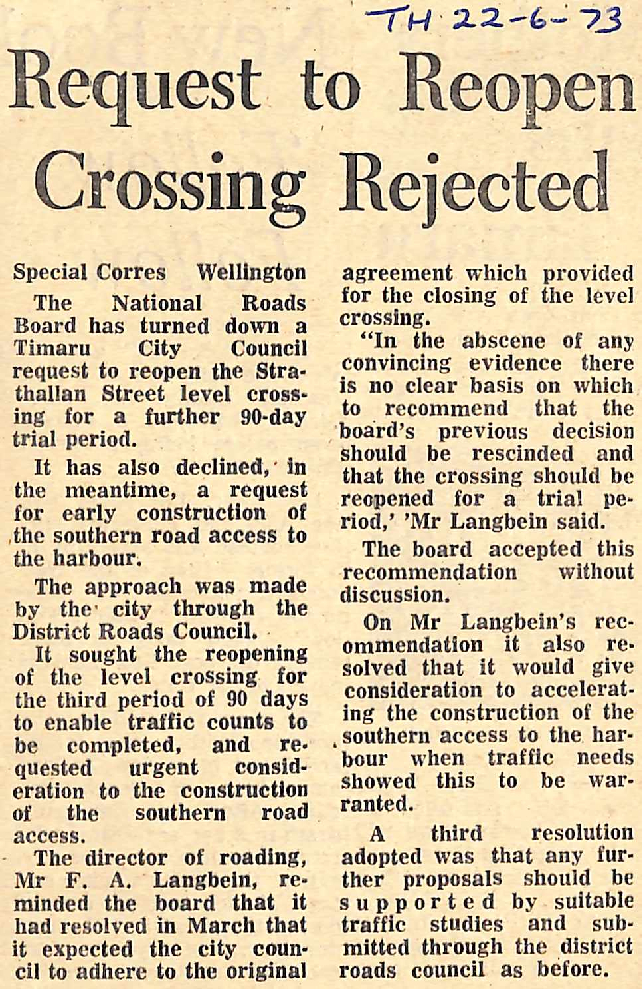 Request to Reopen Crossing Rejected
