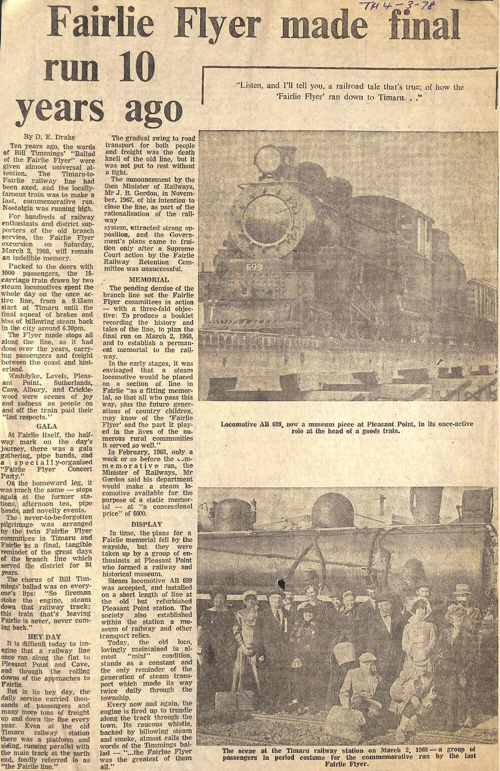 Fairlie Flyer made final run 10 years ago