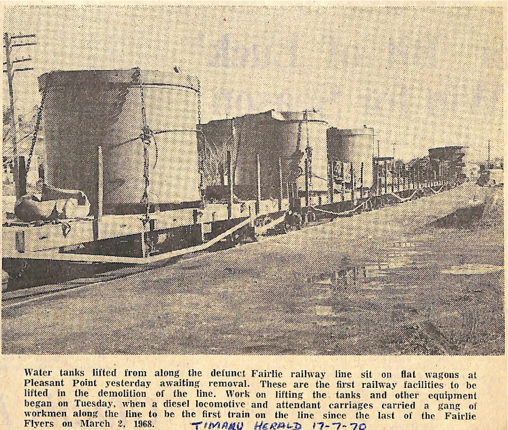 Water tanks from the defunct Fairlie railway line