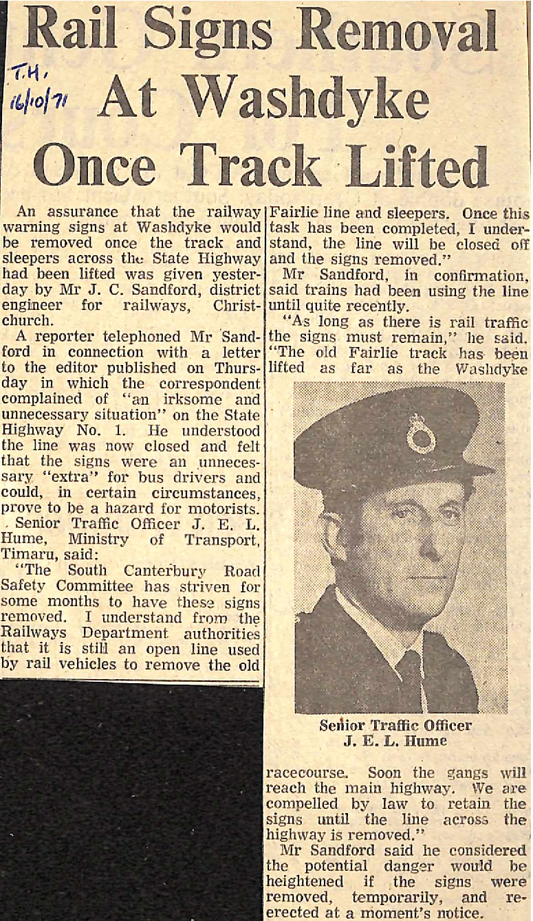 Rail Signs Removal At Washdyke Once Track Lifted