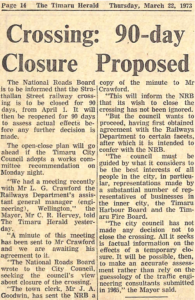 Crossing: 90-day Closure Proposed