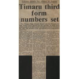 Scheme details for release in August: Timaru third form numbers set